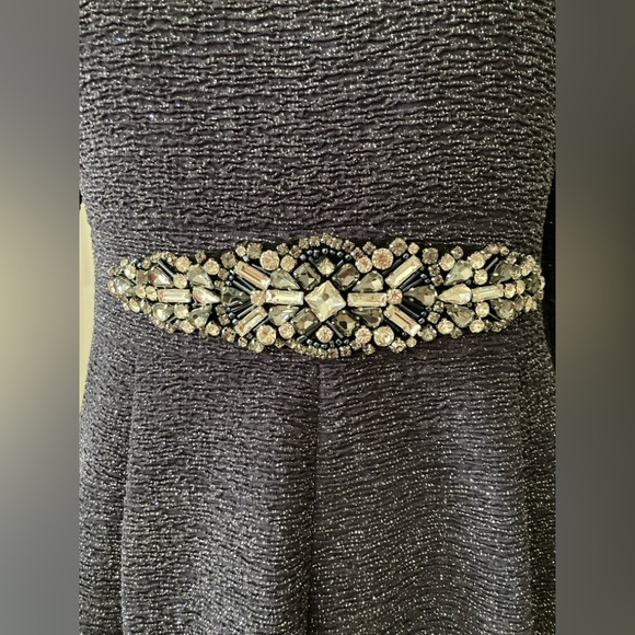 Eliza J Embellished Sparkle Knit Fit & Flare Dress, Steel Grey - Picture 3 of 11